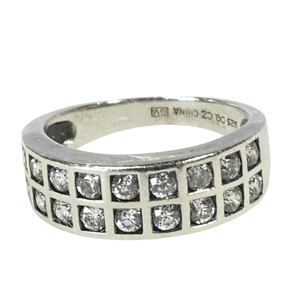 Vintage Diamonique DQ Sterling Silver 925 CZ Eternity Band Ring  Size 9